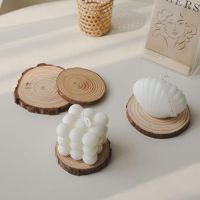 كوستر خشب طبيعي 6 قطع دائري لحمل الاطباق و الحلل و الاكواب للسفرة و المطبخ
