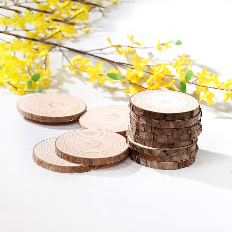 طقم كوستر خشب 5 قطع بمقاسات مختلفة لحمل الأكواب والشموع وقطع الديكور