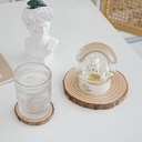 طقم كوستر خشب 5 قطع بمقاسات مختلفة لحمل الأكواب والشموع وقطع الديكور