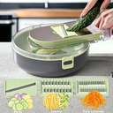 قطاعة و مبشرة 9*1 للخضروات و الفواكه و بشر الثوم مع مصفاه وعلبة بمقبض محكم الغلق