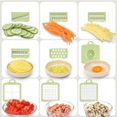 قطاعة و مبشرة 9*1 للخضروات و الفواكه و بشر الثوم مع مصفاه وعلبة بمقبض محكم الغلق