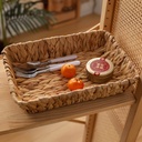 طقم صواني خوص 3 قطع مربع الشكل بمقاسات مختلفة لحمل وتقديم الفواكه والخضروات والمناديل