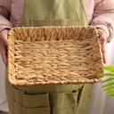 طقم صواني خوص 3 قطع مربع الشكل بمقاسات مختلفة لحمل وتقديم الفواكه والخضروات والمناديل