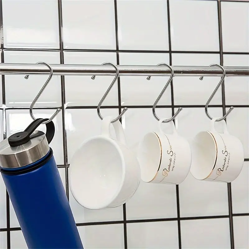 طقم هوك 5 قطع علي شكل حرف s من المعدن القوي لحمل و تنظيم ادوات المطبخ و الفوط و الملابس