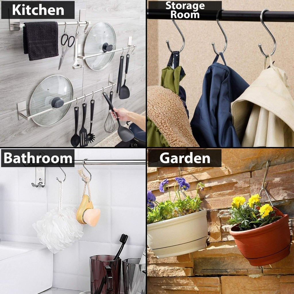 طقم هوك 5 قطع علي شكل حرف s من المعدن القوي لحمل و تنظيم ادوات المطبخ و الفوط و الملابس