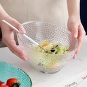 طقم اطباق اكليريك شفاف 3 قطع بمقاسات مختلفة بحواف جولد لحمل وتقديم السلطات والفواكه بشكل شيك علي السفرة