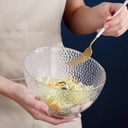 طقم اطباق اكليريك شفاف 3 قطع بمقاسات مختلفة بحواف جولد لحمل وتقديم السلطات والفواكه بشكل شيك علي السفرة