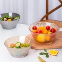 طقم اطباق اكليريك 3 قطع بمقاسات مختلفة بحواف جولد لحمل وتقديم السلطات والفواكه بشكل شيك لضيوفك