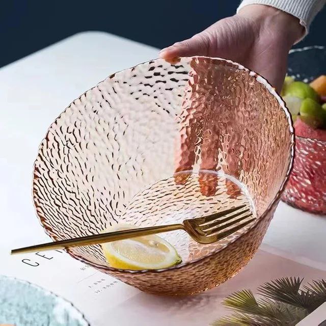 طقم اطباق اكليريك 3 قطع بمقاسات مختلفة بحواف جولد لحمل وتقديم السلطات والفواكه بشكل شيك لضيوفك