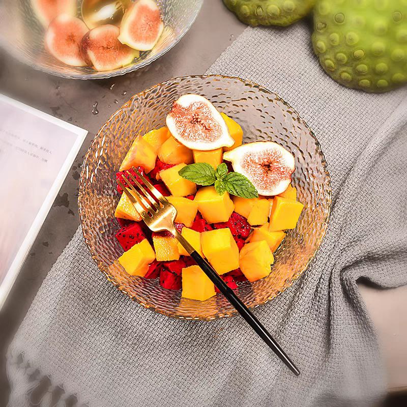 طقم اطباق اكليريك 3 قطع بمقاسات مختلفة بحواف جولد لحمل وتقديم السلطات والفواكه بشكل شيك لضيوفك