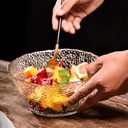 طقم اطباق اكليريك 3 قطع بمقاسات مختلفة بحواف جولد لحمل وتقديم السلطات والفواكه بشكل شيك لضيوفك