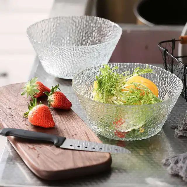 طقم اطباق اكليريك 3 قطع بمقاسات مختلفة بحواف جولد لحمل وتقديم السلطات والفواكه بشكل شيك لضيوفك