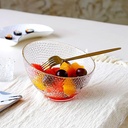 طقم اطباق اكليريك شفاف متعرج 3 قطع بمقاسات مختلفة بحواف جولد لحمل وتقديم السلطات والفواكه بشكل شيك علي السفرة