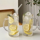 طقم كوبايات قطعتين 500 ملي لشرب وتقديم المياه والعصائر والمشروبات الغازية زجاج مزين بحواف جولد بيد