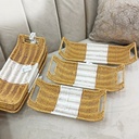 طقم تقديم راتان معدن مستطيل 3 قطع بمقاسات مختلفة لتقديم وحمل الفاكهة والخضروات وغيرها