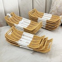 طقم تقديم راتان معدن مستطيل 3 قطع بمقاسات مختلفة لتقديم وحمل الفاكهة والخضروات وغيرها