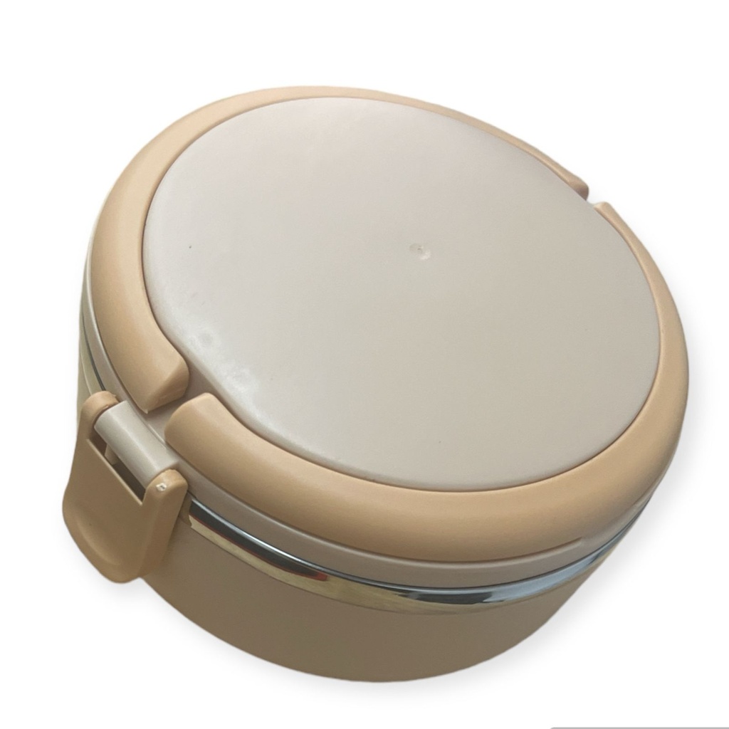 لانش بوكس بحلة استانليس ستيل بغطاء محكم الغلق ومعلقة لسهولة تناول الطعام خارج المنزل بيد