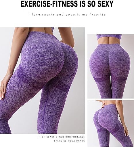 طقم رياضي قطن ليكرا بنطلون  وتوب بدون خياطة لليوجا والجيم