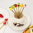 طقم معالق صغيرة قطعتين مزين بالليمون استانليس ستيل مطلي باللون الذهبي