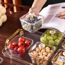 طقم تسالي اكليريك شفاف 6 قطع بغطاء و صينية بيد باللون الجولد لتقديم المكسرات و التمر و الكاندي للضيوف بشكل شيك