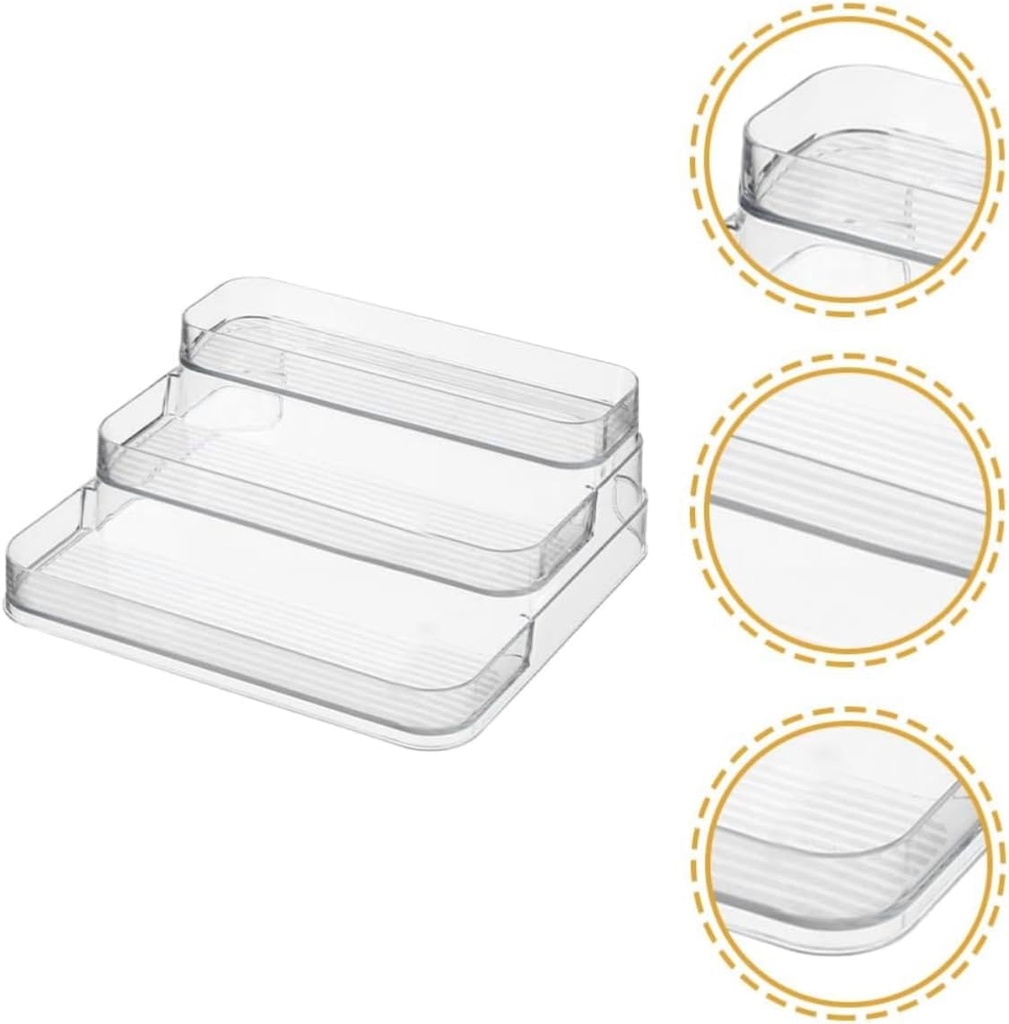 منظم اكليريك 3 دور متدرج شفاف لحمل وتنظيم ادوات المكياج والتوابل والزجاجات