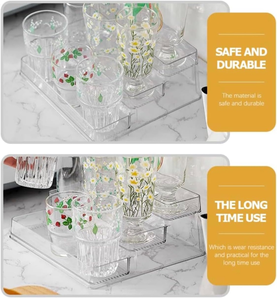 منظم اكليريك 3 دور متدرج شفاف لحمل وتنظيم ادوات المكياج والتوابل والزجاجات