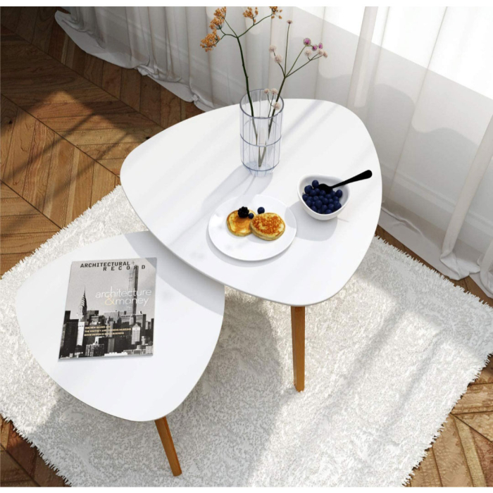 طقم ترابيزات مودرن خشب قطعتين للركنة لتجديد ديكور منزلك