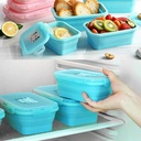 طقم علب سيليكون 4 قطع بمقاسات مختلفة قابلة للطي لحفظ الطعام طازج بغطاء محكم الغلق