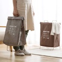 سلة غسيل بكسوة كتان واستاند معدن قابل للطي بيد لسهولة الحمل