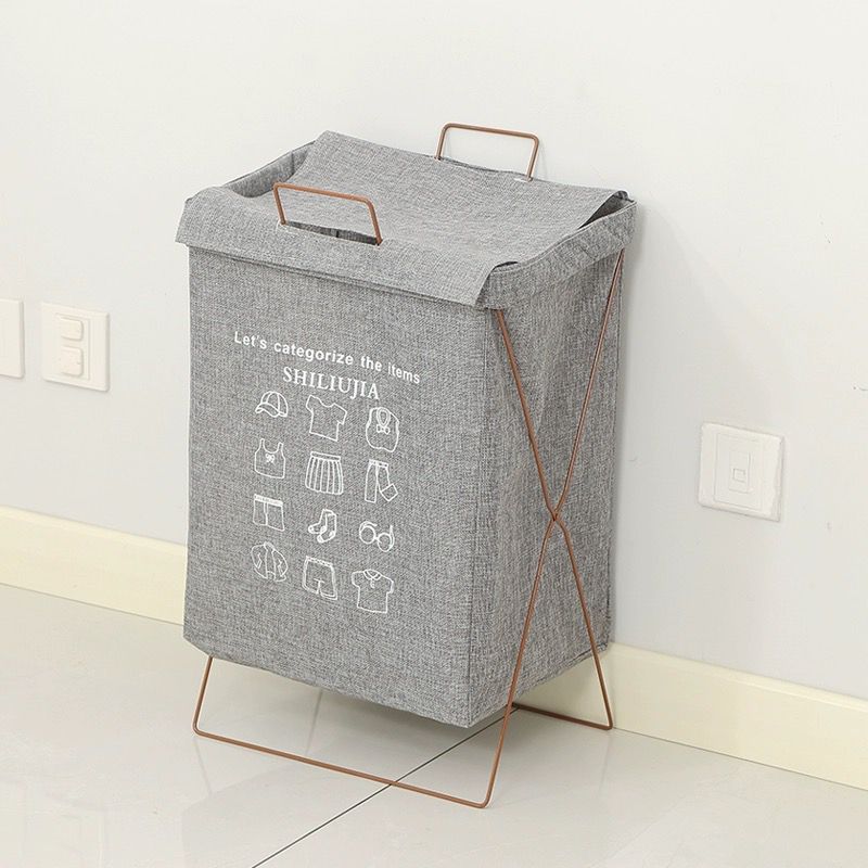 سلة غسيل وتربروف بحامل معدن قابل للطي بيد لسهولة الحمل