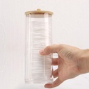 منظم اكليريك بغطاء خشب لحمل و تنظيم قطن ازالة الميك اب بفتحه لسهولة استخراج المحتويات