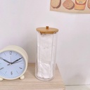 منظم اكليريك بغطاء خشب لحمل و تنظيم قطن ازالة الميك اب بفتحه لسهولة استخراج المحتويات