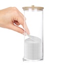 منظم اكليريك بغطاء خشب لحمل و تنظيم قطن ازالة الميك اب بفتحه لسهولة استخراج المحتويات