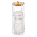 منظم اكليريك بغطاء خشب لحمل و تنظيم قطن ازالة الميك اب بفتحه لسهولة استخراج المحتويات