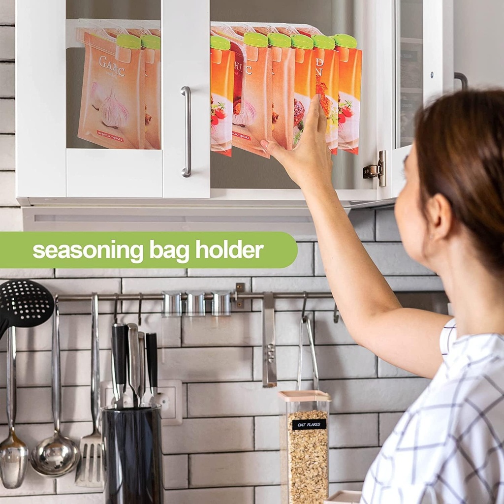 حامل ومنظم اكياس توابل 10 قطع ذاتي اللصق علي الحائط او داخل التلاجة للحفاظ علي الطعام من الرطوبة والتخزين