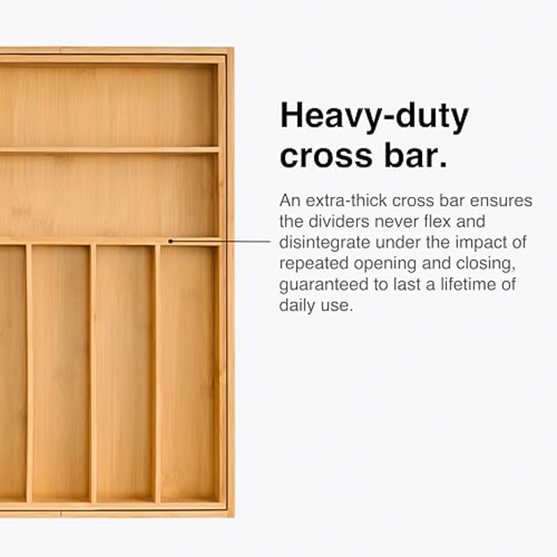 منظم ادراج خشبي مقسم 9 خانات قابل للتوسيع والتعديل لتنظيم المعالق والشوك والسكاكين لسهولة الرؤية والاستخدام