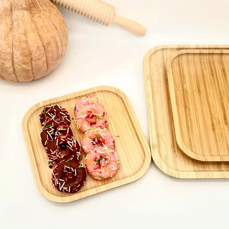 طقم صواني خشب 3 قطع لحمل و تقديم الشاي والقهوة والحلويات والفاكهة