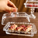 علبة زجاج كريستال شيك بغطاء شكل وردة  لحفظ وتقديم الزبدة والحلويات والكيك