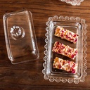 علبة زجاج كريستال شيك بغطاء شكل وردة  لحفظ وتقديم الزبدة والحلويات والكيك