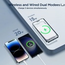 باور بانك لاسلكي بمنفذ يو اس بي وتايب سي لشحن 3 اجهزة في وقت واحد 10000 ملي امبير