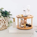 صينية خشب دوارة 2 دور لتنظيم وترتيب أدوات المطبخ والحمام والميك اب