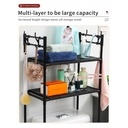 استاند تواليت معدن 3 دور  مزود بهوكات لحمل وتنظيم الكريمات والشامبوهات والفوط وادوات التنظيف داخل الحمام