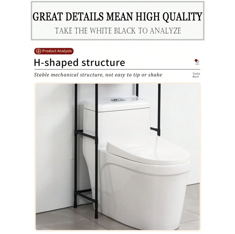 استاند تواليت معدن 3 دور  مزود بهوكات لحمل وتنظيم الكريمات والشامبوهات والفوط وادوات التنظيف داخل الحمام