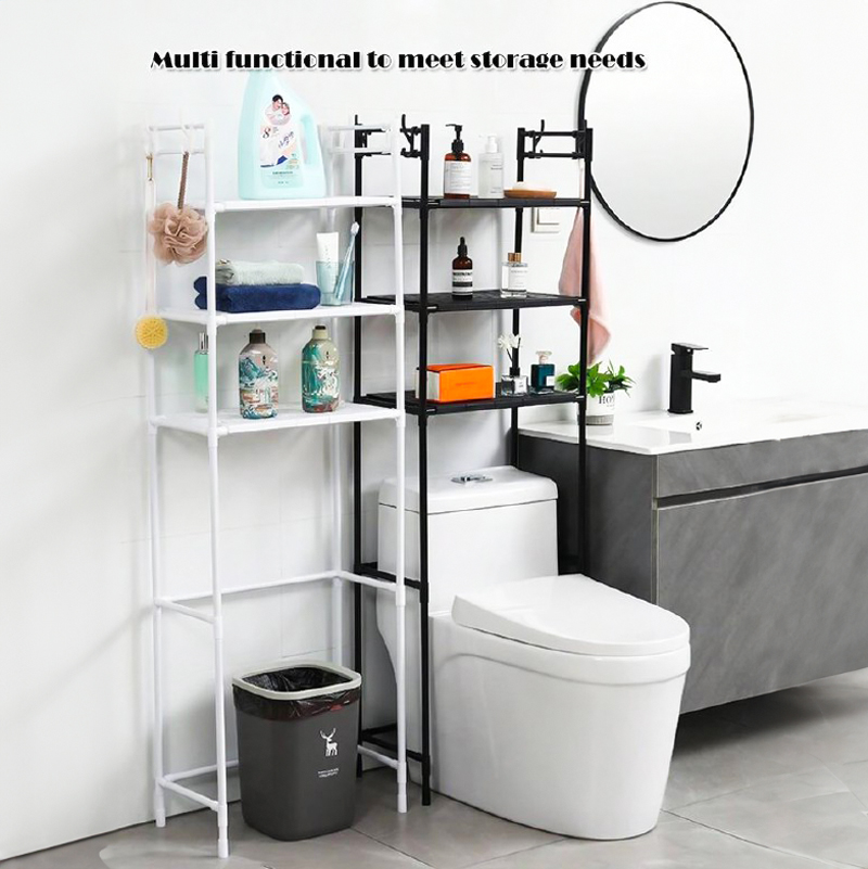 استاند 3 دور منظم وحامل لادوات الحمام فوق التواليت بهوكات لحمل وتعليق الليف والفوط