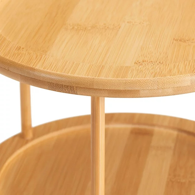 صينية خشب دوارة 2 دور لتنظيم وترتيب أدوات المطبخ والحمام والميك اب