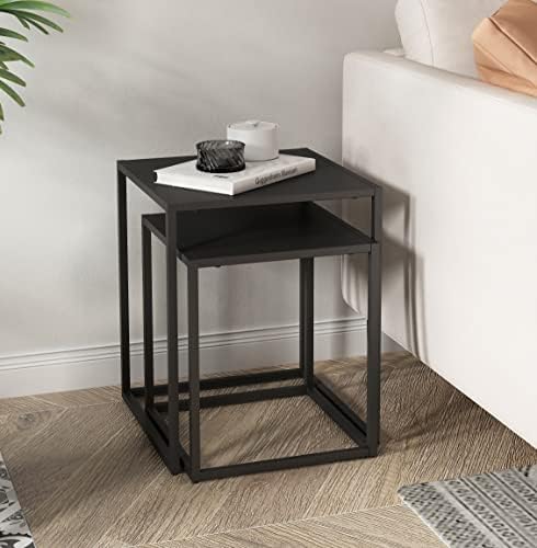 طقم تربيزات معدن قطعتين مقاسات مختلفة  قابلة للتكديس لتوفير المساحة لغرفة النوم و الليفينج