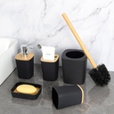 طقم حمام 6 قطع مربع بغطاء خشب لتنظيم و ترتيب الحمام بسهولة و بشكل شيك