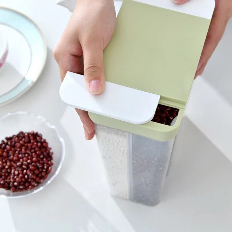 ديسبنسر الحبوب والبقوليات قسمين لحفظ الطعام