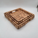 طقم باسكت خوص 3 قطع بمقاسات مختلفة لحمل وتنظيم ادوات العناية بالبشرة وقطع الديكور بيد لسهولة الحمل