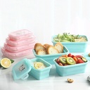 طقم علب تلاجة سيليكون 4 قطع بمقاسات مختلفة قابلة للطي بغطاء محكم الغلق